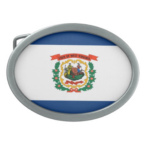 West Virginia State Flag Design Oval Belt Buckle