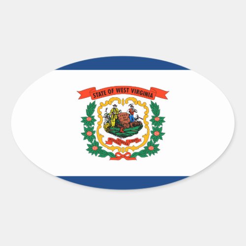 West Virginia State Flag Design Oval Sticker