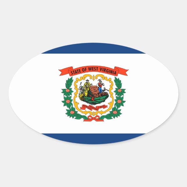 West Virginia State Flag Design Oval Sticker (Front)