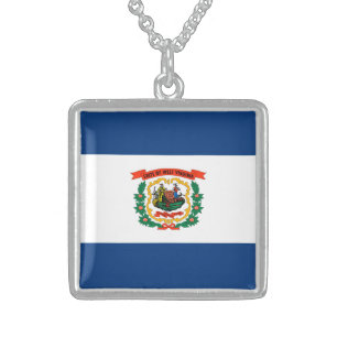 West Virginia State Flag Design Sterling Silver Necklace