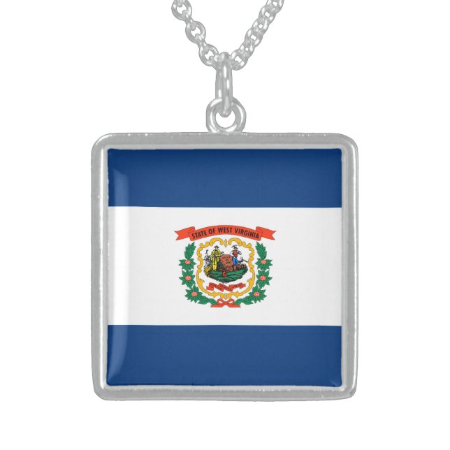 West Virginia State Flag Design Sterling Silver Necklace (Front)