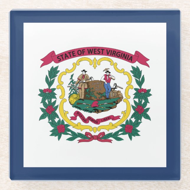 West Virginia State Flag Glass Coaster (Front)
