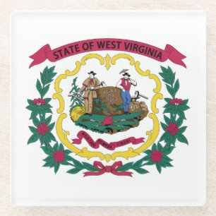West Virginia State Flag Glass Coaster