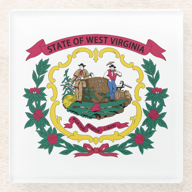 West Virginia State Flag Glass Coaster (Front)