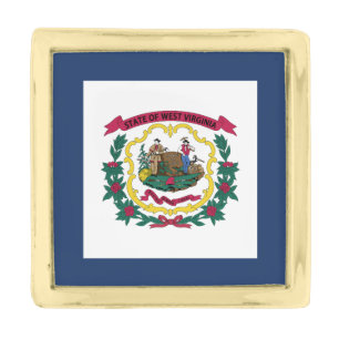 West Virginia State Flag Gold Finish Lapel Pin