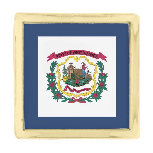 West Virginia State Flag Gold Finish Lapel Pin