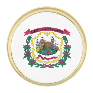 West Virginia State Flag Gold Finish Lapel Pin
