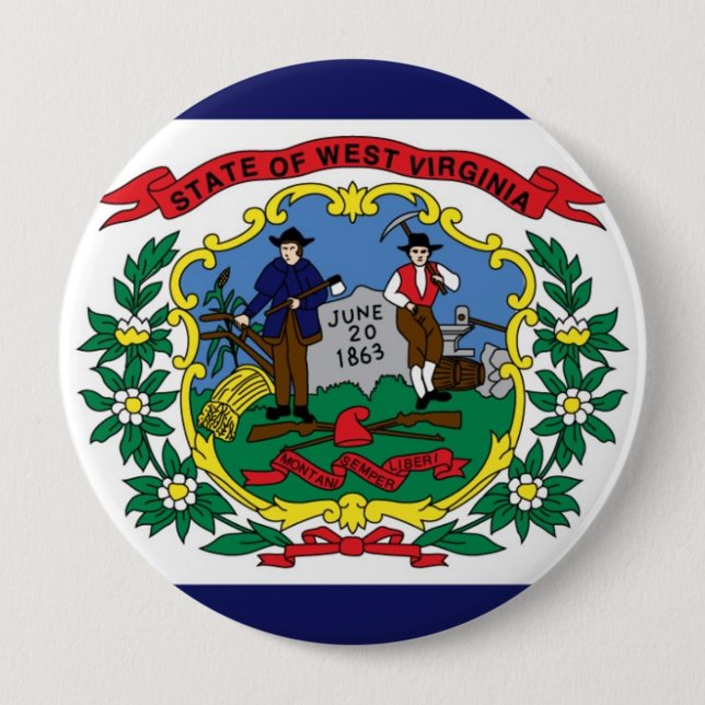 West Virginia State Flag Pinback Button (Front)
