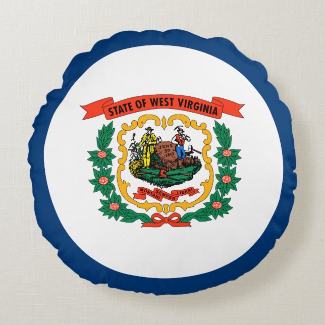 West Virginia State Flag Round Pillow (Front)