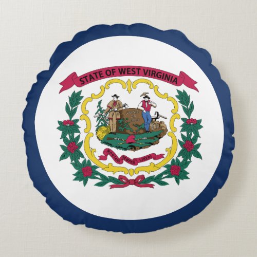 West Virginia State Flag Round Pillow