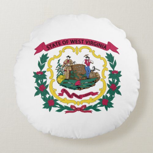 West Virginia State Flag Round Pillow