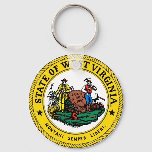 West Virginia state flag seal united america count Keychain