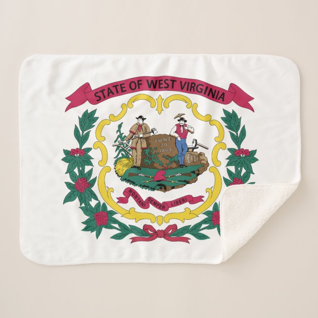 West Virginia State Flag Sherpa Blanket (Front (Horizontal))