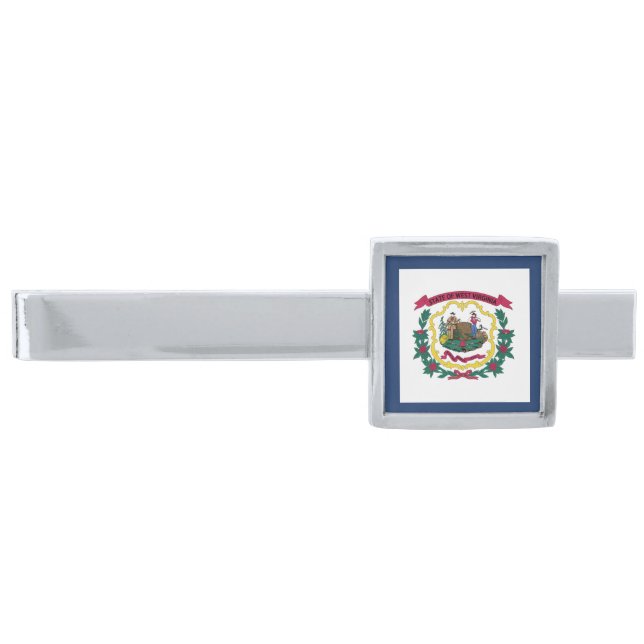 West Virginia State Flag Silver Finish Tie Bar (Front)