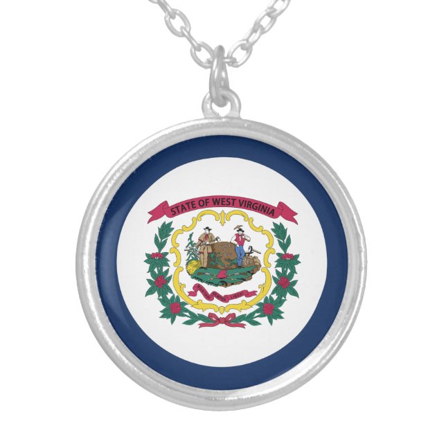 West Virginia State Flag Silver Plated Necklace (Front)