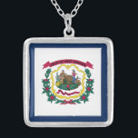West Virginia State Flag Silver Plated Necklace<br><div class="desc">Patriotic West Virginia state flag.</div>