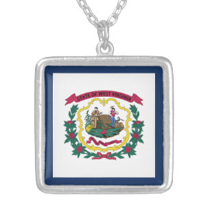 West Virginia State Flag Silver Plated Necklace