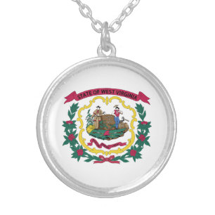 West Virginia State Flag Silver Plated Necklace