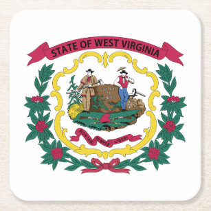 West Virginia State Flag Square Paper Coaster