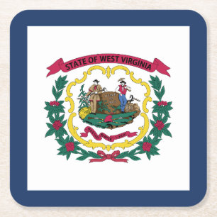 West Virginia State Flag Square Paper Coaster
