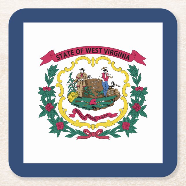 West Virginia State Flag Square Paper Coaster (Front)