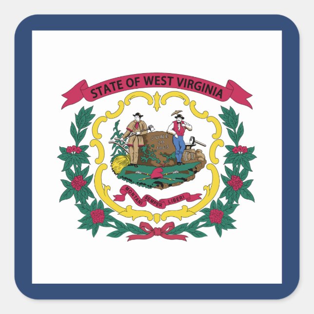 West Virginia State Flag Square Sticker (Front)