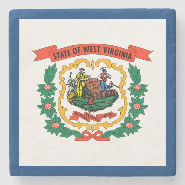West Virginia State Flag Stone Coaster (Front)