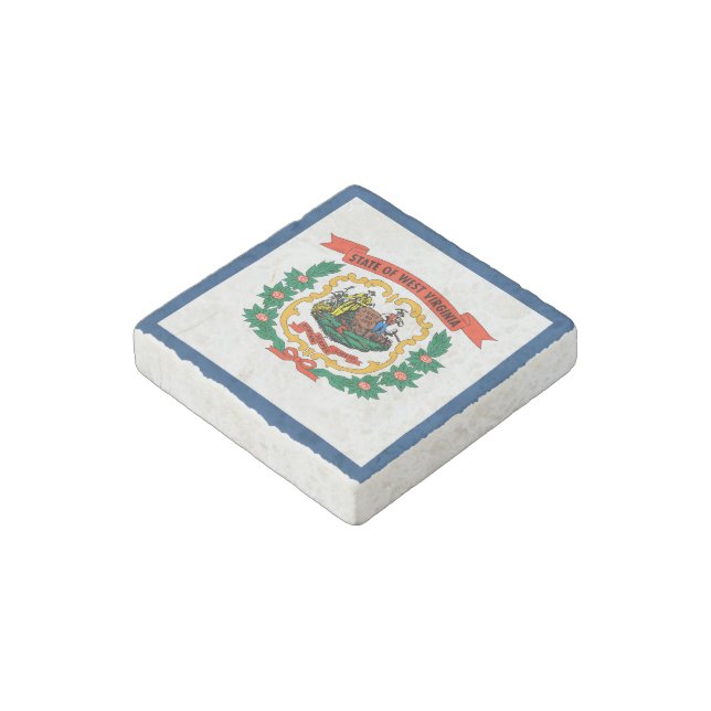 West Virginia State Flag Stone Magnet (Angled)
