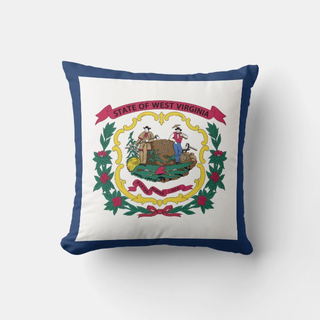 West Virginia State Flag Throw Pillow (Front)