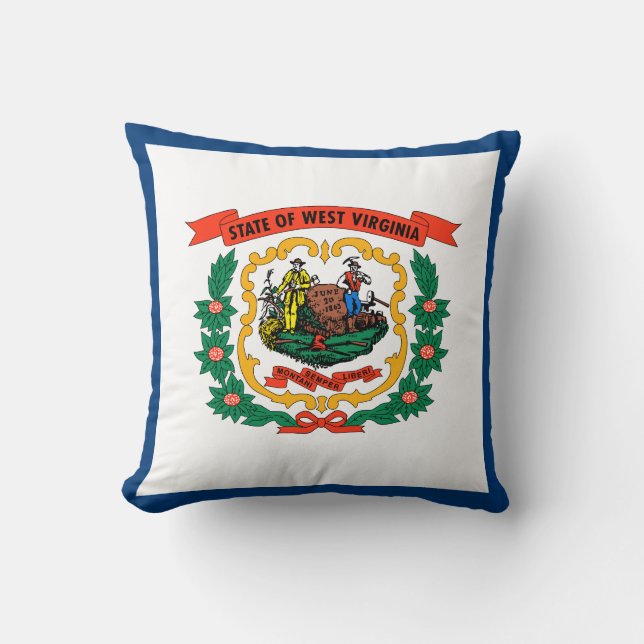 West Virginia State Flag Throw Pillow (Front)