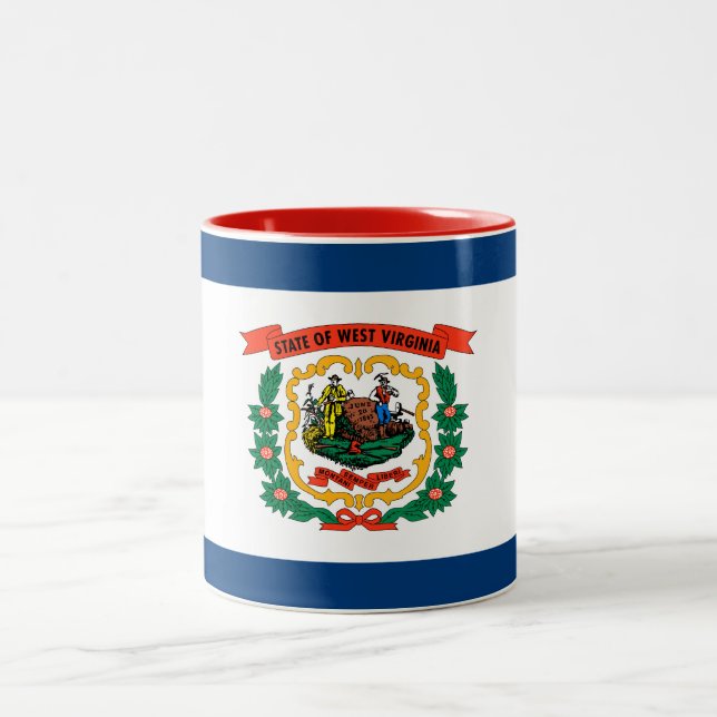 West Virginia State Flag Two-Tone Coffee Mug (Center)
