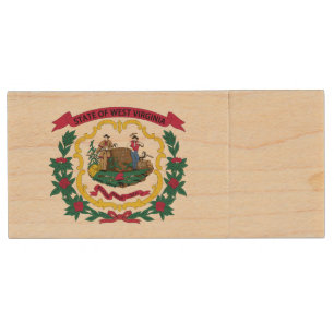West Virginia State Flag Wood Flash Drive