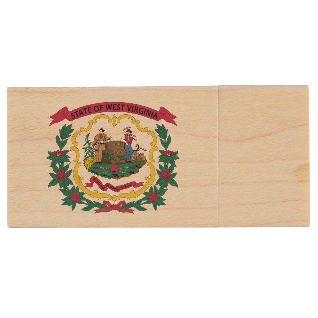 West Virginia State Flag Wood Flash Drive (Front)