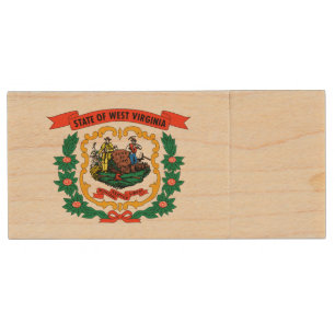West Virginia State Flag Wood Flash Drive