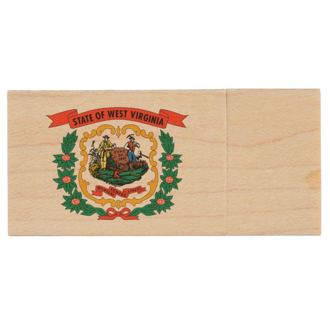 West Virginia State Flag Wood Flash Drive (Front)