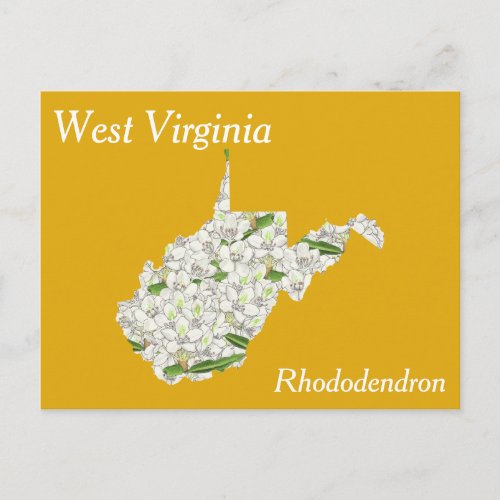 West Virginia State Flower Collage Map Postcard