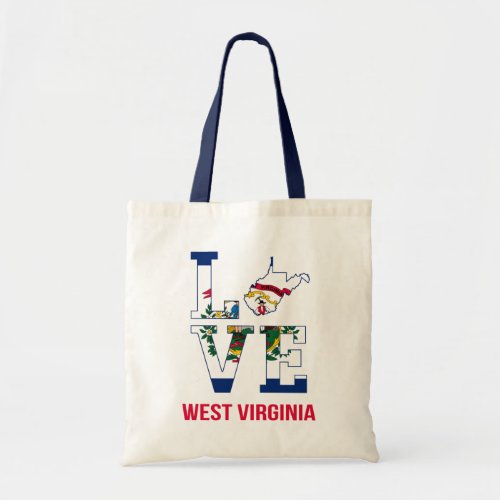 West Virginia state love USA Tote Bag