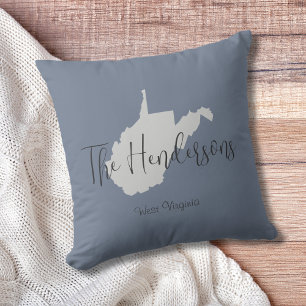 West Virginia State Outline Minimal Throw Pillow