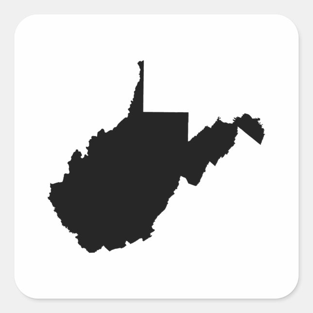 West Virginia State Outline Square Sticker (Front)