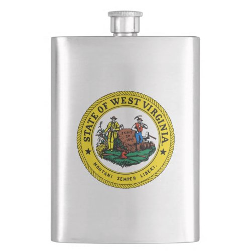 West Virginia State Seal Hip Flask