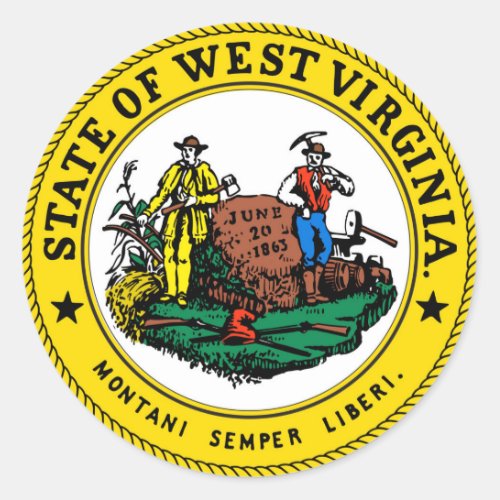 West Virginia state sealjpg Classic Round Sticker