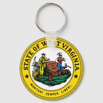 West Virginia State Seal Keychain by slowtownemarketplace at Zazzle