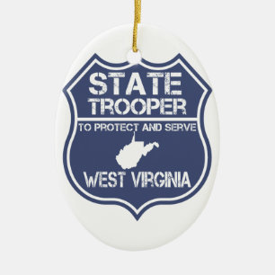 West Virginia State Trooper Protect And Serve Ceramic Ornament
