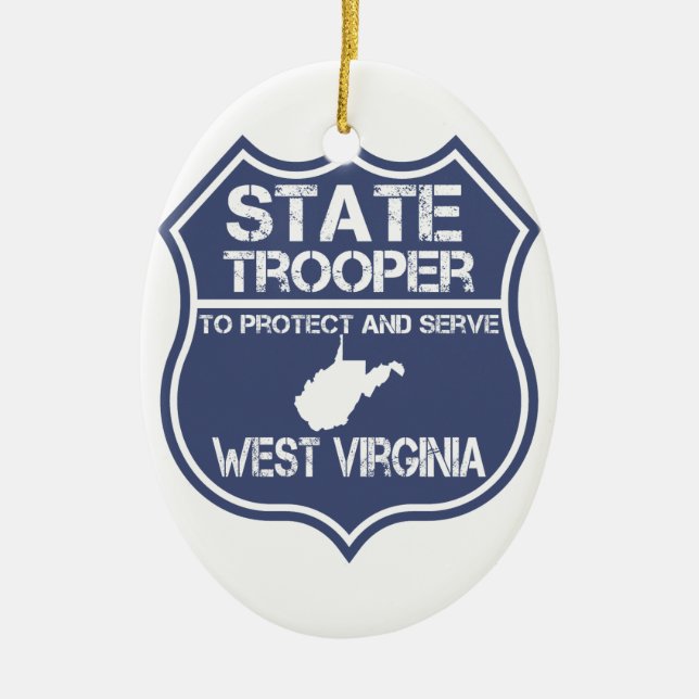 West Virginia State Trooper Protect And Serve Ceramic Ornament (Front)