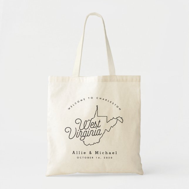 West Virginia State Wedding Welcome Tote Bag (Front)