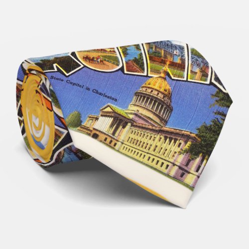 West Virginia State WV Old Vintage Travel Postcard Tie