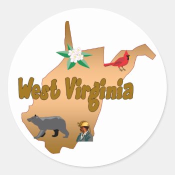 West Virginia Sticker by slowtownemarketplace at Zazzle