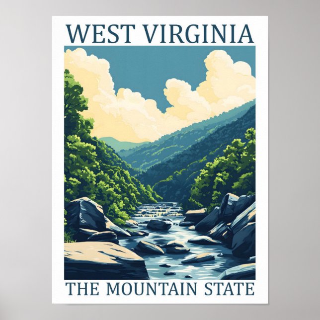 West Virginia the Mountain State USA Travel Place Poster (Front)