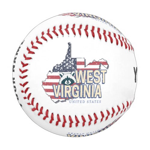 West Virginia United States Retro Map Vintage USA Baseball