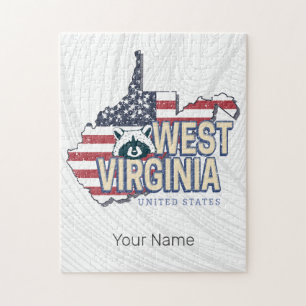 West Virginia United States Retro Map Vintage USA Jigsaw Puzzle